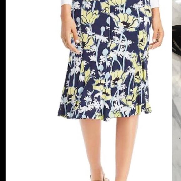 $258 TORY BURCH Printed Jersey Skirt Navy Poppies Bloom Size L NEW WITH TAG! - Picture 9 of 11